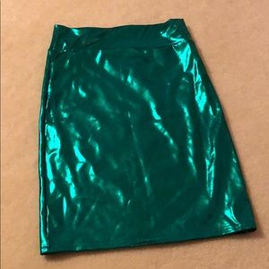 Metallic green skirt